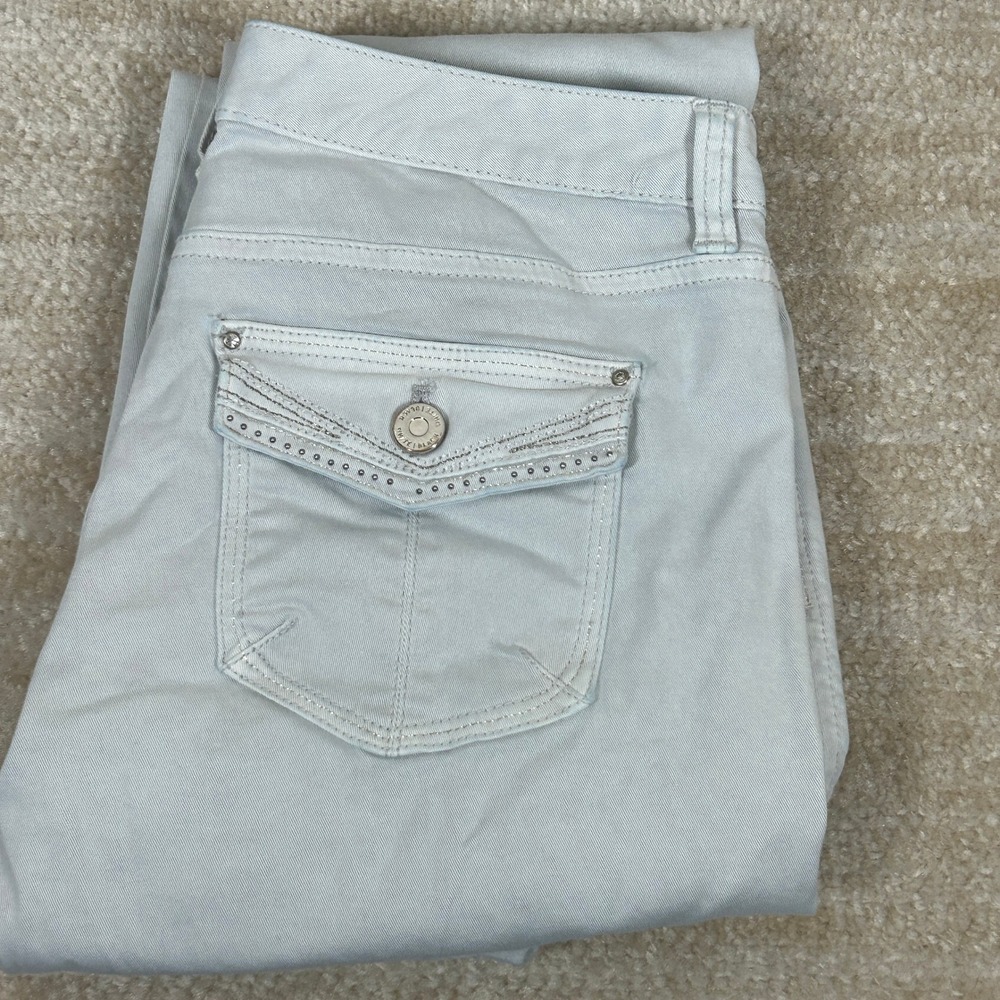 White House Black Market Cargo Pants Y2K Rhinestone Embellished Gray Womens 2